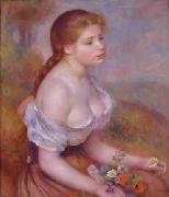 Pierre Renoir Young Girl With Daisies painting